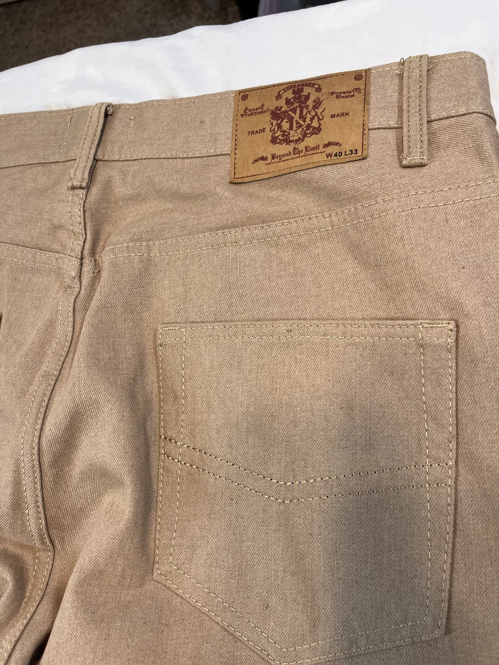 Byon The Limit. Men's Beige Denim Pants W40 L33